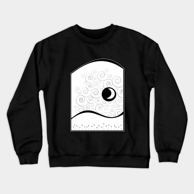 Winter Crescent Moon Landscape Crewneck Sweatshirt by NeddyBetty